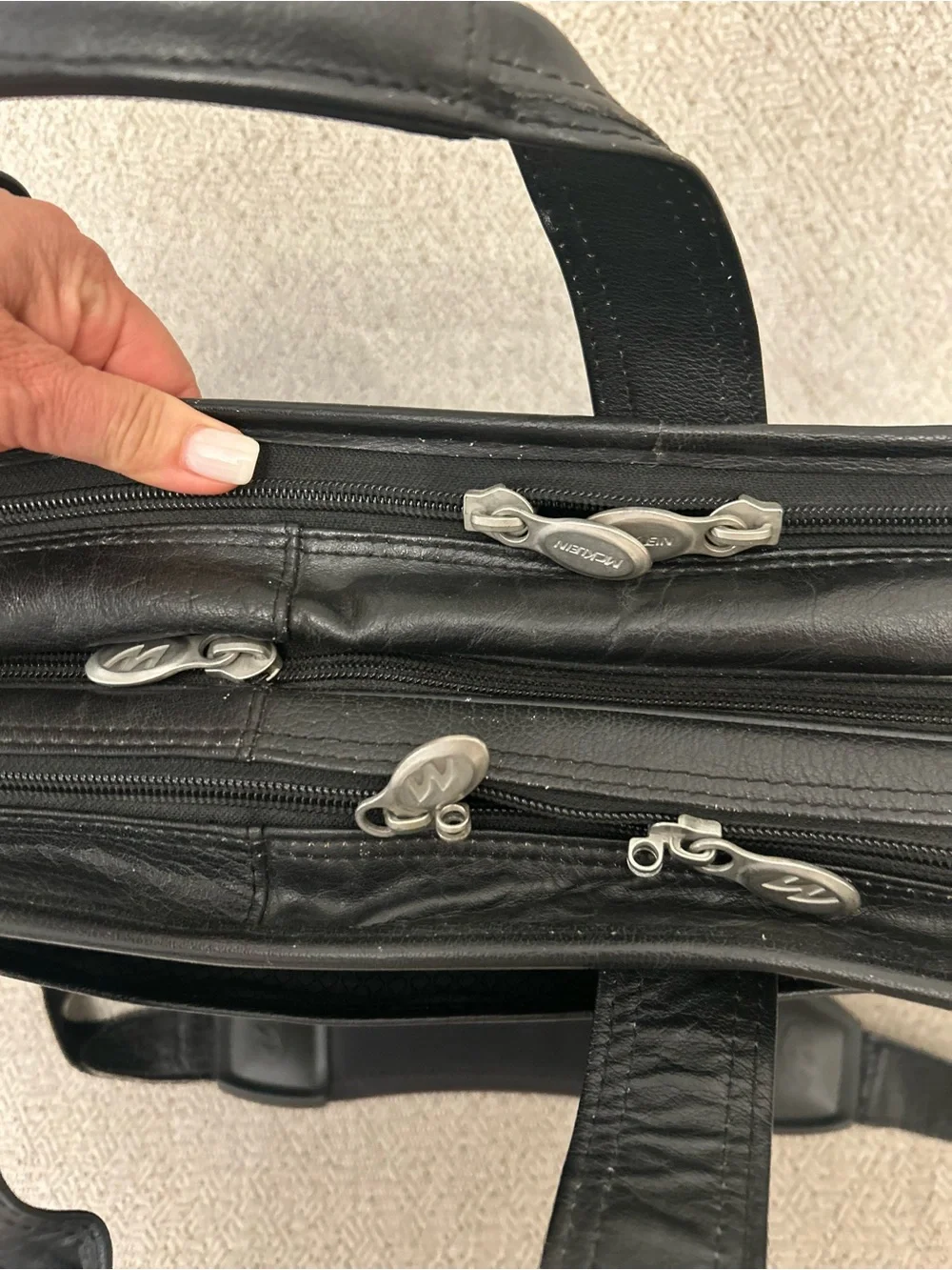 Used McKlein-Walton expandable laptop briefcase 17” wide